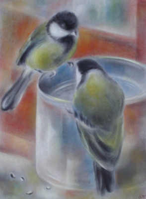 Pastellbilder Meisen